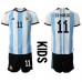 Argentina Angel Di Maria #11 Barnkläder Hemma matchtröja till baby VM 2022 Kortärmad (+ Korta byxor) Billigt
